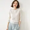 Cross Spring and Autumn New Style Knitwear Women's Round Neck Solid Color Long Sleeve Thin Sweater Casual Versatile Korean Style Top Base Layer