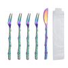 Cuchillo y tenedor de acero inoxidable para pastel de luna, creativo tenedor de fruta dorada con patrón de rama, juego de cuchillo y tenedor para pastel de luna desechable.
