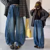 Jeans de Pierna Ancha con Bolsillos Cargo de Moda para Niñas Otoño 2026 Nuevos Pantalones Curvos Plisados Trendy de Otoño para Niños