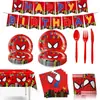 Decoración de Fiesta de Cumpleaños con Tema de Nuevo Marvel Araña Roja Bandera Vaso de Papel Servilleta Plato de Papel Mantel Fiesta