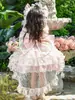 Vestido de Alça Lolita Flor Fada Indústria Pesada para Meninas Verão 2025 Novo Vestido Princesa Floral Estilo Ocidental Infantil