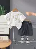 Conjunto de Verano Transfronterizo de Comercio Exterior para Niños 2025 Nuevo Elegante de Moda Ropa de Verano para Niños Conjunto de Mezclilla de Manga Corta para Niños