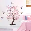 HS1233H Original Pêssego Rosa Árvore Beija-flor Autoadesivo Adesivos de Parede Quarto Sala de Estar Quarto de Crianças Adesivo Decorativo Aconchegante