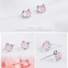 Diseño de nicho dulce lindo collar de oreja piedra sintética hibisco cristal rosa gato aretes collar para mujer Venta al por mayor