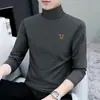 Camiseta de manga larga para hombre con cuello alto, camiseta interior elástica para hombre, primavera y otoño, casual, algodón, camiseta para hombre, top, moda, venta al por mayor