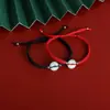 Pulseras para Parejas para Niñas, Diseño Estilo Ins, Pulseras de Amistad Sencillas, Hebilla de Paz, Pulseras de Buena Suerte, Jade Hetian Hilo Rojo Hecho a Mano