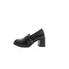 Sapatos de Couro Loafer Feminino Bico Redondo para Calçar Facilmente Primavera 2026 Estilo Britânico Salto Alto Grosso Elegante Versátil para o Dia a Dia Feminino
