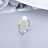 Anillo de mariposa con perla de plata S925 transfronterizo, anillo creativo de moda coreana, accesorios de bandeja vacía DIY, fabricantes al por mayor