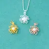 Colgante de Plata de Ley S925 Chapado en Oro Color Calado de Margarita Incrustado con Perla Colgante Accesorios para Pulsera Collar DIY