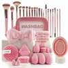 Conjunto de Ferramentas de Beleza Multi-Peça Transfronteiriço com 30 Peças: Pincéis de Maquiagem, Esponjas de Pó, Conjunto Grande para Lavagem Facial
