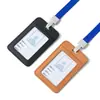 Porta Credencial de Trabajo de Piel de Vaca de Primera Capa con Cordón, Insignia de Empleado de Trabajo Vintage, Insignia de Control de Acceso, Venta al por Mayor de Fábrica