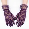 Luvas de Renda Multicoloridas para Noivas para Banquetes e Festas, Luvas Cerimoniais com Punhos de Renda, Malha Elástica para Fotos de Casamento