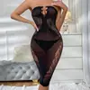 Conjunto de Lingerie Novo Sexy Transfronteiriço: Saia Bodycon Hot Girl, Sem Mangas Alta Elasticidade Jacquard Justa Sedutora Conjunto de Duas Peças Lingerie
