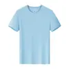 Nueva Camiseta Sencilla de Manga Corta para Hombre y Mujer Cuello Redondo Verano Nueva Color Puro Estilo Sencillo Tendencia Versión Coreana Hombro Normal Base Holgada
