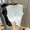 Camiseta sin mangas para mujer Verano 2022 Nueva Camiseta Interior Base Viento de Deseo Puro Chaleco Base Ajustado
