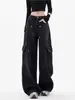 Jeans de Trabajo Negros Estilo Americano para Mujer, Nuevos de Verano 2026, Pantalones Delgados de Cintura Alta de Pierna Ancha, Pantalones de Pierna Recta, Pantalones Frescos y Elegantes