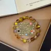 Little Treasury Pulsera de Cuarzo Rutilado Amarillo Natural Ojo de Tigre Cuarzo Rutilado Dorado para Mujer Multigema Cristal Natural Estilo Versátil