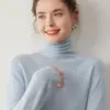 Suéter de Cachemir de una Sola Pieza Listo para Usar para Mujer, Cuello de Pelo Color Sólido Suéter Interior, Camiseta de Punto Holgada Adelgazante