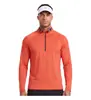 Outono Inverno Masculino Meio Zíper Gola Alta Manga Longa Camada Base Xadrez Lã Amigo da Pele Elástico Outdoor Quente Casual Manga Longa T