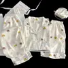 Comércio Exterior Novo Verão Algodão Nuvem Gola Lapela Cardigan Desenho Animado Fofo Manga Curta Calça Shorts Roupas de Casa Doce Conjunto