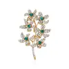 Broche Acessório de Galho Cravejado com Diamantes e Seis Flores, Estiloso e Criativo, Alfinete de Planta Estilo Ins Fresco, Disponível em Várias Cores