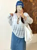 Design de Roupa Feminina Plus Size- Suéter de Tricô Listrado Vazado Moderno para Mulheres 2026 Inverno Blusa Solta para Cobrir para Mulheres Plus Size