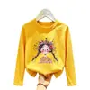 Linda camiseta de manga larga para niñas, nueva de 2026, elegante y dulce para primavera y otoño, top de algodón puro estilo coreano para niños