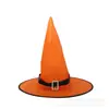Chapéu Mágico de Bruxa de Halloween Fita de Cetim Botões Fantasia de Mágico Decoração de Festa Adereços Pontas Rosa Laranja Chapéu
