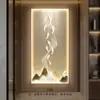 Pintura Decorativa de Entrada com Nove Peixes Mural de Parede para Porta de Entrada de Sala de Estar de Alto Padrão Pintura de Luz para Corredor Corredor Pintura Pendurada