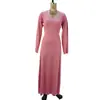 Vestido Longo de Manga Comprida Feminino Novo Outono Nova Moda Solto Gola U Cadarço nas Costas Amazon Cross-Border Atacado