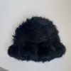 Sombrero de pescador de pelo de conejo pequeño con aspecto súper facial mejorado, sombrero de felpa para mujer, gorro de punta cálido a prueba de frío, sombrero de cubo de pelo para otoño e invierno