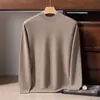 Suéter de cachemir 100% puro de una sola capa con cuello medio alto para hombre, nueva capa base de punto para otoño e invierno, suéter cálido y de corte holgado