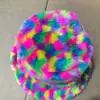 Amazon Temu Chapéu Bucket Peludo Novo Outono e Inverno Moda Feminina Cor Versátil Xadrez Pele Chapéu de Pescador