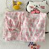 Yunduo Algodão Verão Novo Pijama para Mulheres Doce Desenho Animado Manga Curta Shorts Conjunto Verão Casual Roupa de Casa Pode Ser Usado Fora