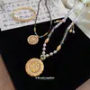 Collar pulsera colgante brújula de ocho tesoros giratoria estilo antiguo chapado en oro de oro de 24k accesorios estilo étnico vintage para mujer
