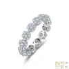 Anillo de Plata de Ley S925 con Moissanita Completa, Anillo de Flor Agrupada Entrelazado de Círculo Completo con Piedras, Anillo de Moissanita Más Vendido Transfronterizo para Mujeres