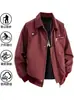 Chamarra de trabajo vintage de color liso con cierre, nuevo diseño versátil primavera/otoño estilo americano con cuello de solapa, chamarra casual de alta costura para hombre