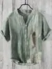 Camisa de Manga Corta con Cuello en V de 3 Botones, Estampado Digital, Paisaje de Carpas 3D Digital con Transferencia de Calor, Transfronteriza Europea y Americana 2024