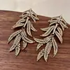 Nuevos Pendientes Retro de Hoja con Diamantes Completos de Otoño, Personalizados, Diseño de Moda y de Alta Gama, Pendientes Exagerados Versátiles de Nicho para Mujer