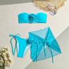 Nuevo Traje de Baño Caliente para Mujer de Dos Piezas Dividido sin Tirantes con Flor Grande Tridimensional Tanga Sexy Traje de Baño de Playa