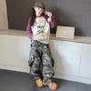 Conjunto de Sudadera para Niñas Primavera y Otoño Estilo Americano Niña Grande Otoño Holgado Casual Camuflaje Pantalones Cargo Conjunto de Dos Piezas