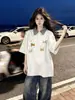 Camiseta de Algodón 100% Puro Estilo Americano de Nicho Falsa de Dos Piezas Polo a Cuadros de Manga Corta para Hombres y Mujeres, Tops Sueltos de Verano para Parejas
