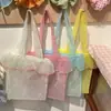 Bolso de Hombro Nuevo con Volantes de Organza Bolso de Mano Dulce Bordado Bolsa de Regalo Dopamina Malla Bolso de Mano de Gran Capacidad