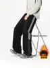 Pantalones deportivos gruesos de punto para hombre con forro polar para otoño e invierno, pierna recta, corte holgado, estilo americano, modernos, casuales y adecuados para adolescentes, hechos de algodón
