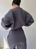 Conjunto de Sudadera Casual de Manga Larga con Cuello Redondo y Pantalones Deportivos Elásticos de Dos Piezas, Nuevo Estilo, Transfronterizo de Amazon Europeo y Americano 2026