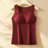 Ropa interior térmica de invierno en rojo brillante para mujer, cómoda y adelgazante, chaleco de capa base generador de calor