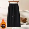 Falda Recta Casual para Mujer en Otoño e Invierno Forrada de Polar Suelta con Caída Abertura Falda de un Paso Cintura Alta Talla Grande Falda de Cadera Línea A