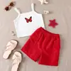 Traje de baño de tirantes para niñas Traje de shorts de tirantes con estampado de mariposas transfronterizo Conjunto de dos piezas de tirantes de mariposas