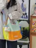 Bolso Bandolera Estilo Dopamina de Verano con Múltiples Bolsillos, Diseño Fresco de Bloques de Color, Adecuado para Estudiantes, Doble Uso como Bolso de Hombro o Bandolera