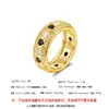 Anillo de Plata de Ley S925 Estilo Hip-Hop Vintage con Incrustaciones de Moissanita y Acentos Negros, Anillo de Lujo y Gama Alta para Hombre en Estilo Europeo y Americano